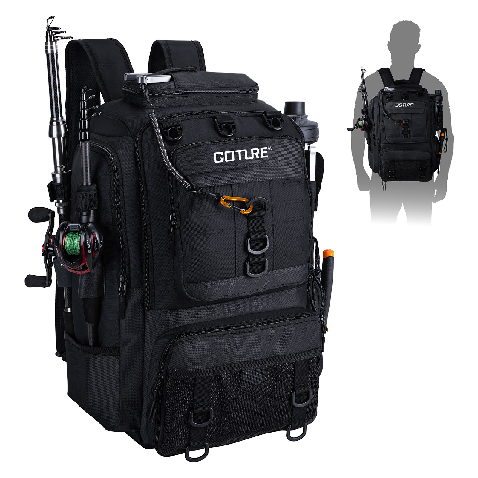 Backpack Insert Organizer - Borsa da Pesca Goture con Portacanne,